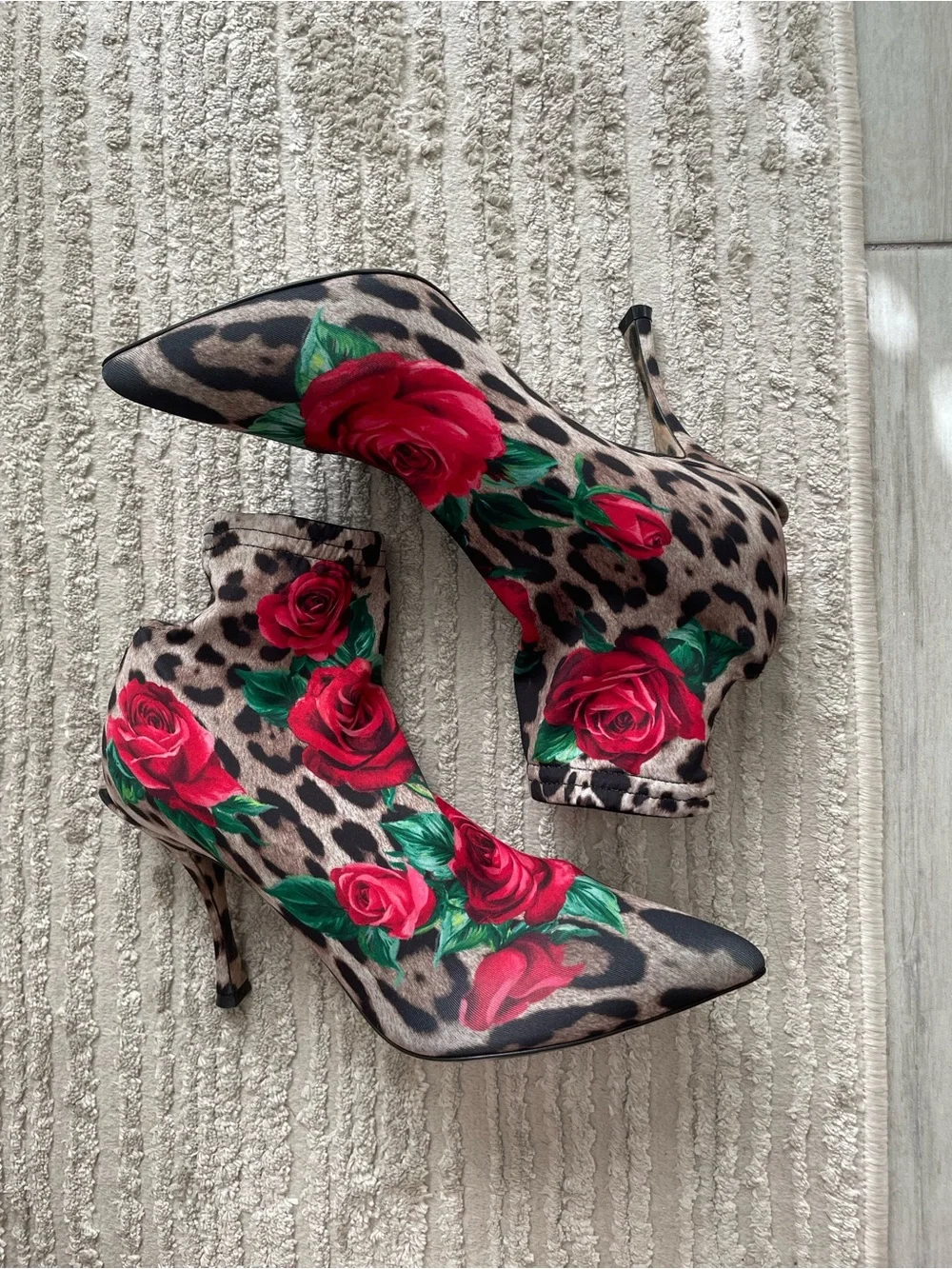 DOLCE & GABBANA Leo Rose Print Sock Booties